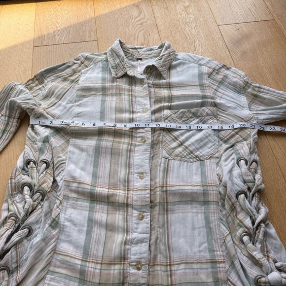 FREE PEOPLE Nordic Day Top In Ivory  Button down plaid shirt - XS - Picture 14 of 17